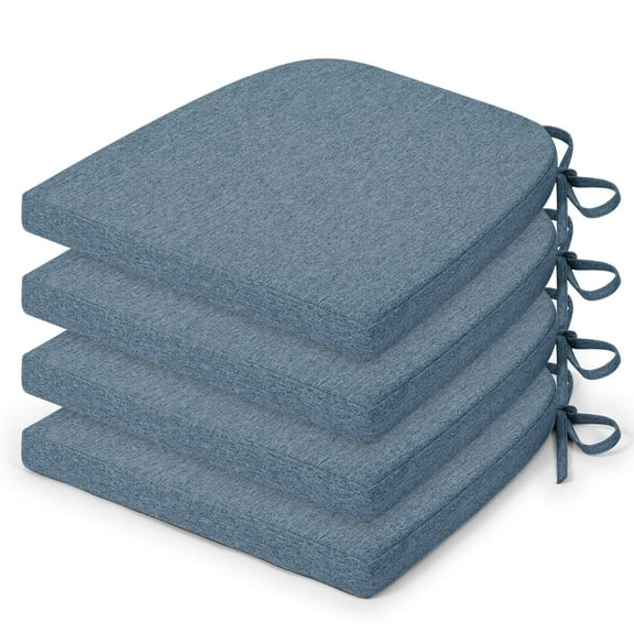 Shinnwa Chair Cushions for Kitchen Chairs Set of 4 Dining Chair Pads with Ties and Non Slip Back Removable Cover 16" x 16.5",Blue