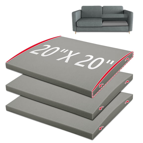 Shinnwa Couch Cushion Support for Sagging Seat Curve Sofa Cushion Support 3 PCS High Density Foam Under Couch Sag Repair Replacement, 20" x 20"