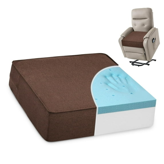 Shinnwa Extra Large Recliner Cushion for Elderly Dual-layer Memory Foam Seat Cushion 20 x 20 x 5 Inch Thick Riser Chair Cushion for Couch Armchair, Brown