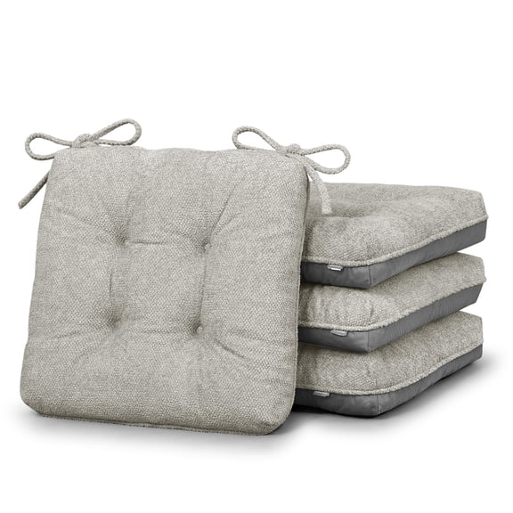 Shinnwa Kitchen Chair Cushions 3.5" Thick Pad Textured Bouclé Fabric Non-slip Seat Cushions Set of 4 for Indoor Dining Chairs, Taupe