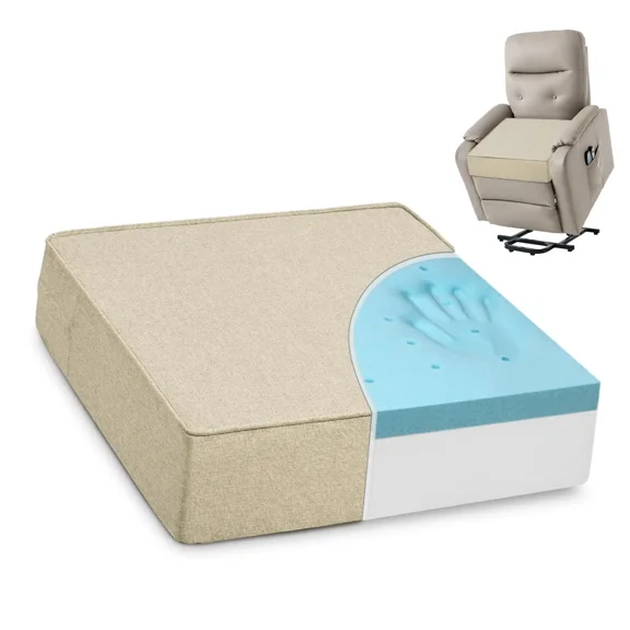 Shinnwa Large Recliner Cushion for Elderly 20 x 20 x 5 Inches Dual-layer Memory Foam Seat Cushion Riser Chair Cushion for Couch Armchair, Beige