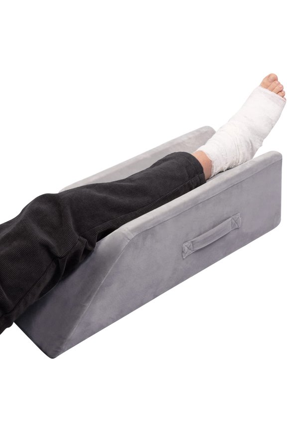 Leg Elevation Pillow Velvet Leg Knee Ankle Support Foam Wedge Pillow for Surgery Injury or Rest Grey
