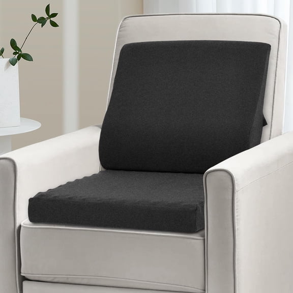 Shinnwa Recliner Cushion with Lumbar Support Pillow Egg Crate Foam Reduce Fatigue Extra Large Seat Cushion with Back Support for Elderly, Black