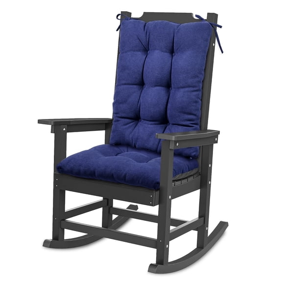 Shinnwa Rocking Chair Cushion 17 x 17/21 Inch Seat Cushion Set Non-Slip with Ties for Indoor Living Room, Blue