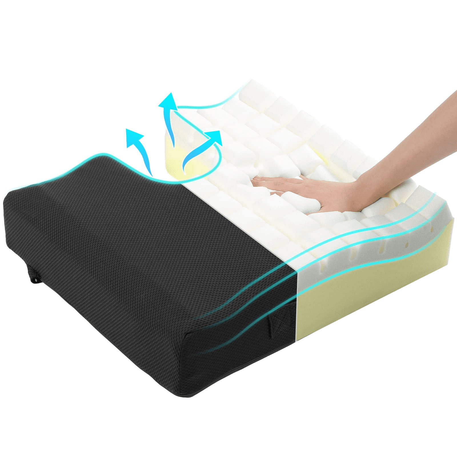  Square Memory Foam Seat Cushion,Orthopedic Thick Car Seat  Cushions to Raise Height Chair Pad for Support Low Back Pain-m  404012cm(16x16x5inch) : Office Products