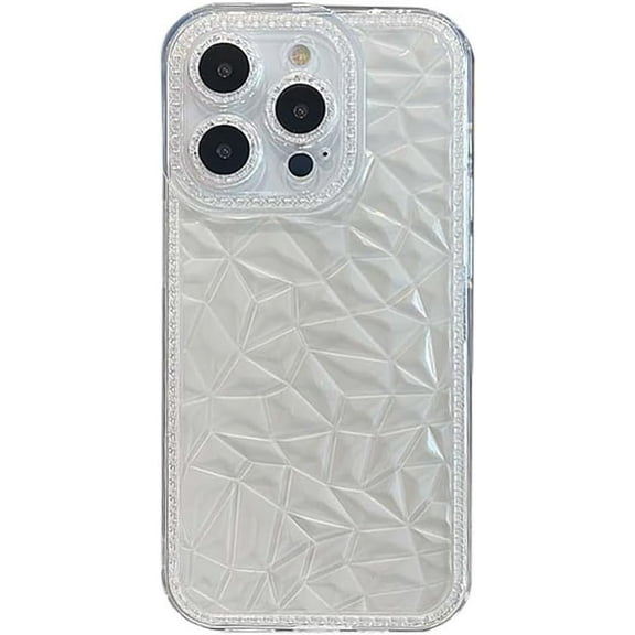 Shinny Diamond Pattern Geometric Clear Soft Phone Case Compatible with iPhone Case (Clear,iPhone 15)