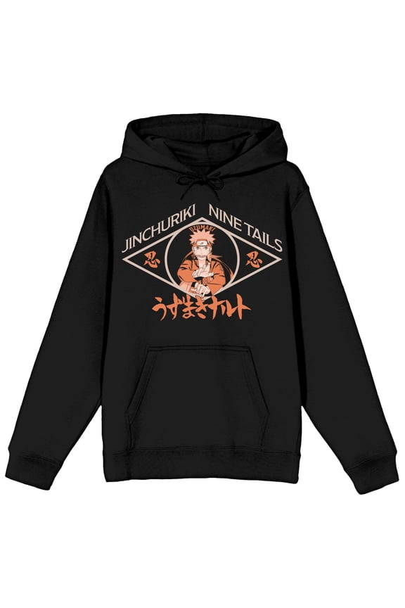 Shinobi Uzumaki with Kanji Men's Black Hoodie-5XL