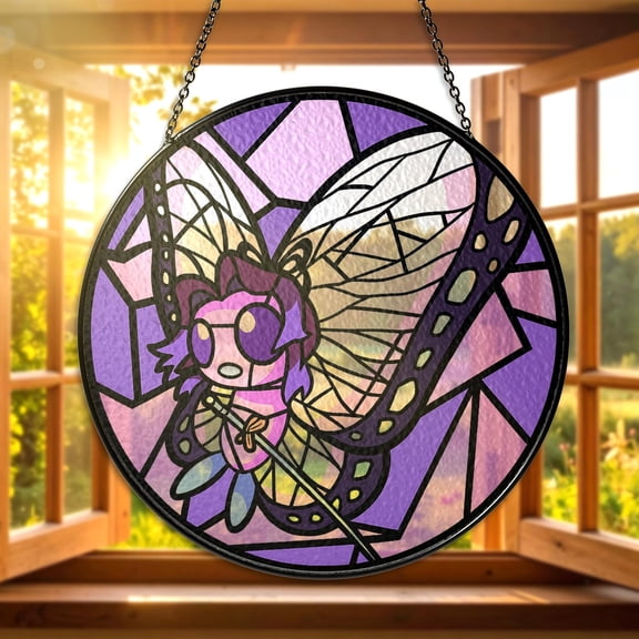 Shinobu Butterfly Fairy Stained Glass Suncatcher Magical Hanging Whimsical Anime Decor Fantasy Window Art Gift Shinobu Butterfly Decor