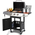 thumbnail image 1 of 40000 BTU Gas Grill with Side Burner, Seizeen 3-Burner Stainless Steel Barbecue Grill for Outdoor BBQ, Camping and Outdoor Cooking Kitchen, 1 of 7