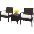 thumbnail image 1 of Shinpt Outdoor Wicker Bistro Rattan Chair, 3 Pieces Patio Furniture Set, 2pcs Arm Chairs and 1pc Coffee Table, Rattan Sofa Set for Patio or Garden, Brown Gradient, 1 of 5
