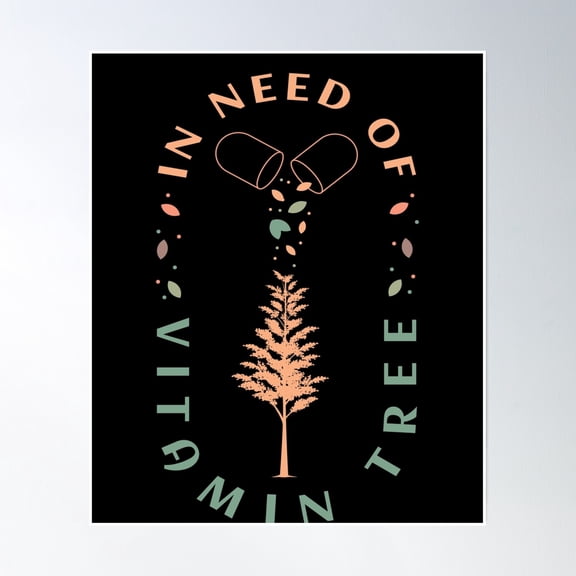 Shinrin Yoku Vitamin Tree Forest Bathing Poster Wall Art, Modern Wall Decor, 8x12 UNFRAMED