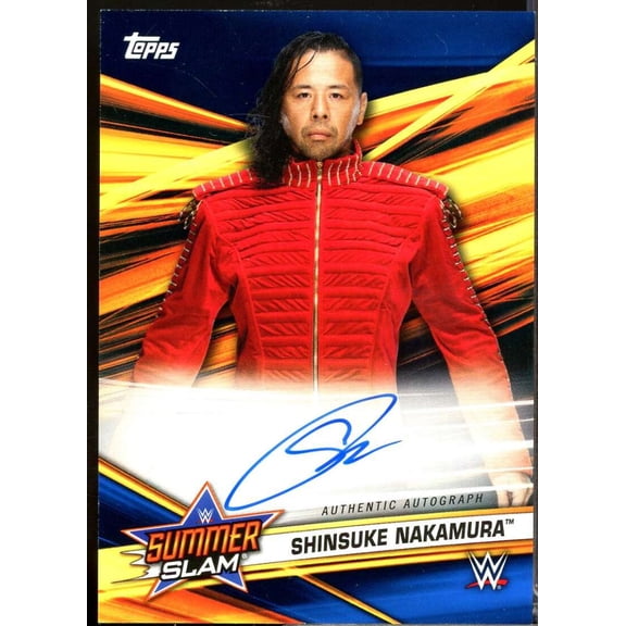 Shinsuke Nakamura Card 2019 Topps WWE SummerSlam Autographs Blue /50 #OCSN