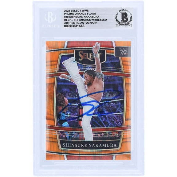 Shinsuke Nakamura WWE Autographed 2022 Panini Select Orange Flash Prizm #48 Beckett Fanatics Witnessed Authenticated Card - Fanatics Authentic Certified