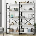 thumbnail image 1 of 2 Pieces 5 Tiers Bookshelf, Classically Tall Bookcase Shelf, Industrial Book Rack, Modern Book Holder in Bedroom/Living Room/Home/Office, Storage Rack Shelves for Books/Movies-White, 1 of 8