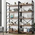 thumbnail image 1 of 2 Pieces 5 Tiers Bookshelf, Classically Tall Bookcase Shelf, Industrial Book Rack, Modern Book Holder in Bedroom/Living Room/Home/Office, Storage Rack Shelves for Books/movies-Rustic Brown, 1 of 7