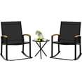 thumbnail image 1 of 3 Piece Outdoor Rocking Bistro Set, Textilene Fabric Small Patio Furniture Set, Front Porch Rocker Chairs Conversation Set with Table for Lawn, Garden, Balcony, Poolside (Black), 1 of 7