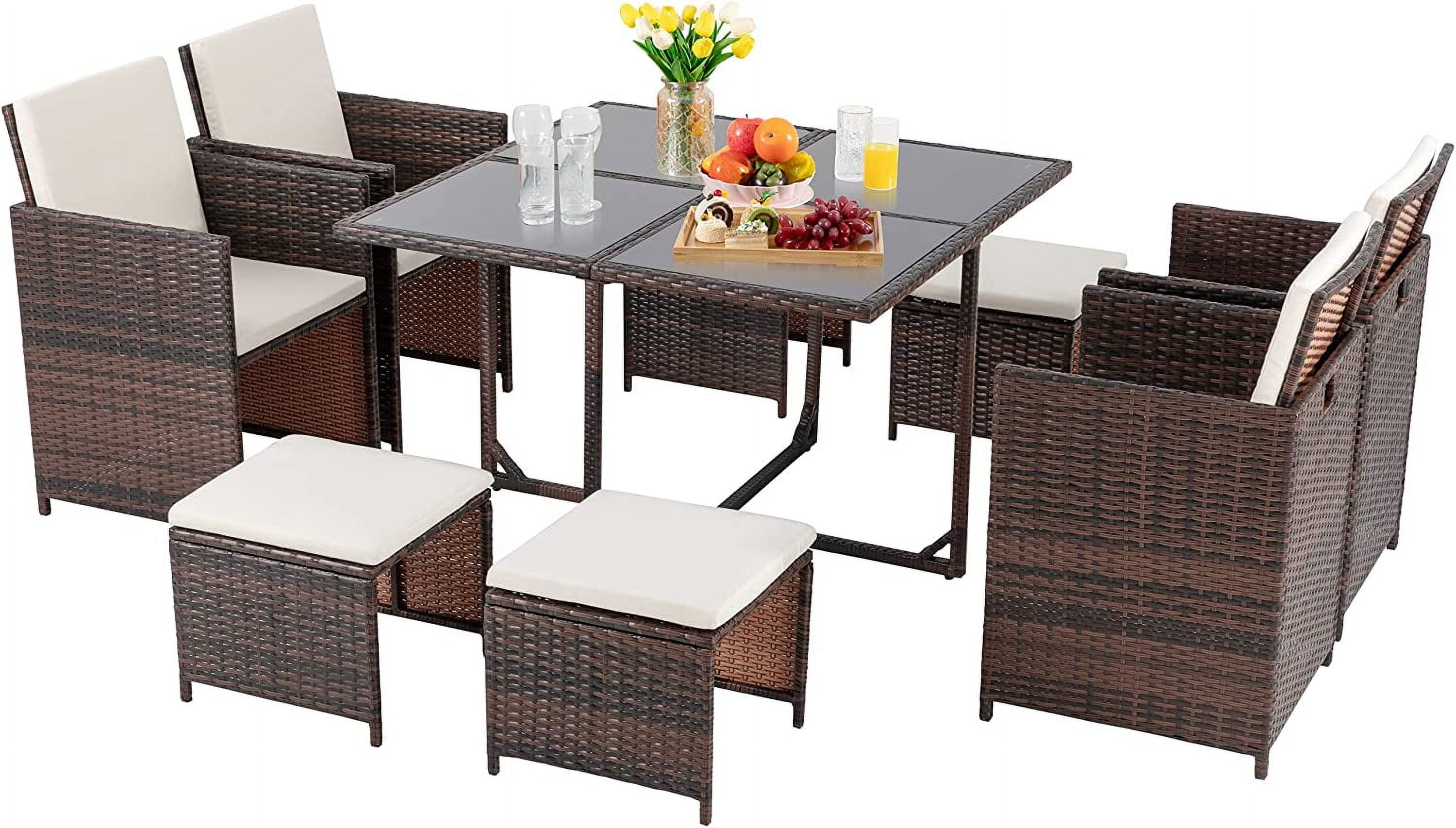 Shintenchi 9 Piece Patio Dining Set Small Outdoor Furniture Space