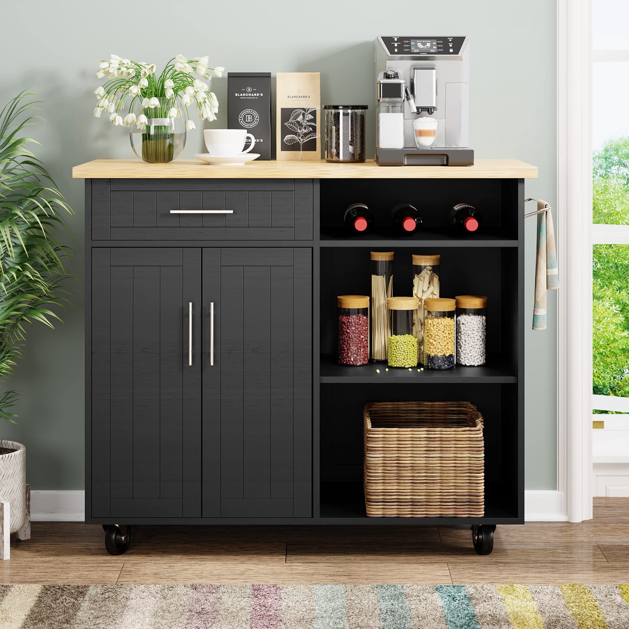 Shintenchi Kitchen Island Cart with Storage,Rolling Kitchen Island Side ...