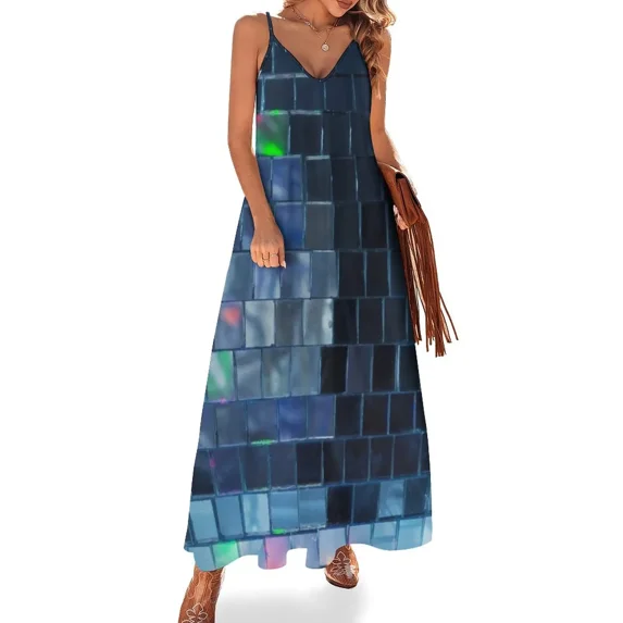 Shiny Aqua Blue Disco Ball Sleeveless Dress women's fashion dresses dresses for special events Women's dresses