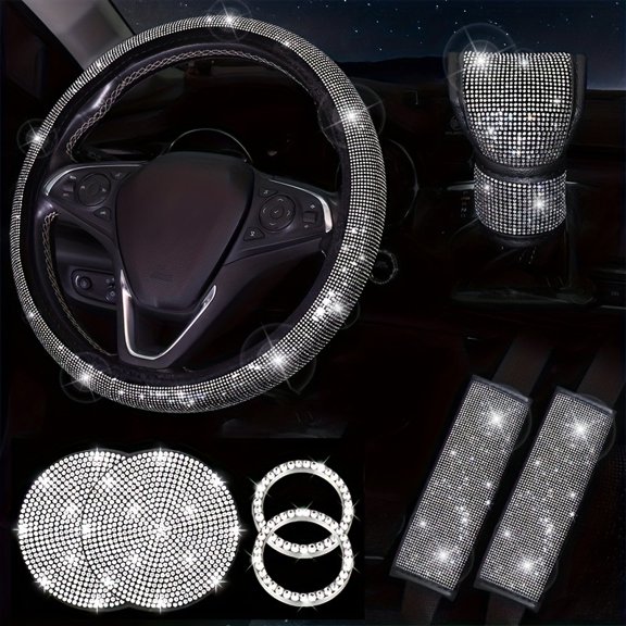 Shiny Artificial Rhinestone Car Interior Decoration 8pcs Set, Stylish All-Season Accessories for Your Vehicle, Vehicle Decor, Interior Embellishment, Shiny Accents, Rhinestone Design
