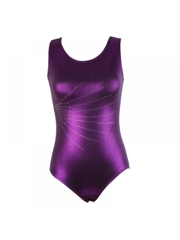 Shiny Athletic Dance Gymnastics Leotard Bodysuit Outfit for Women