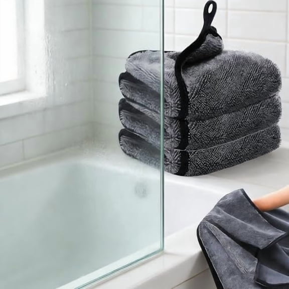 Shiny Bath Wipes Cleaning Cloths, Replacement Towel for Snap Grip Mini Mop, Shiny Bath Wipes Shower Cleaning Cloths, Shower Doors Drying, Streak Free Glass Car Mirror Floor (3, 6"X12"Refill)