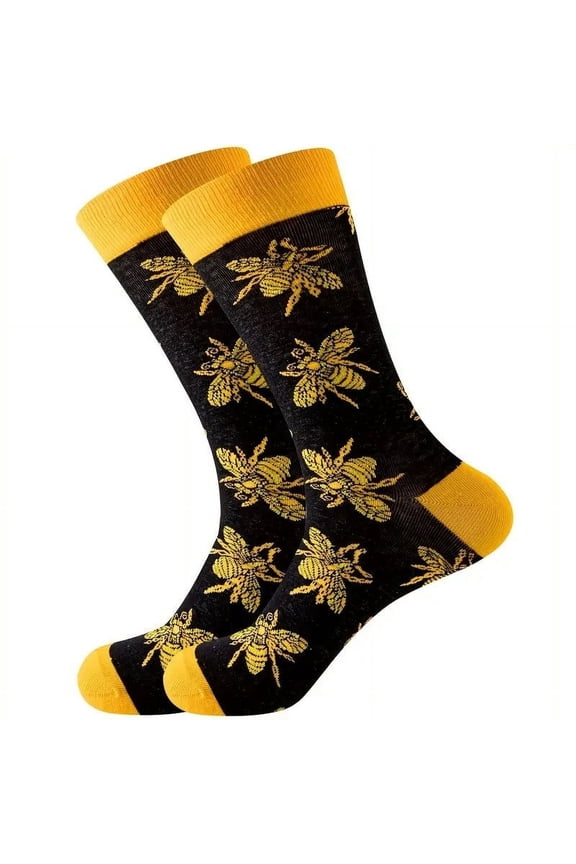Shiny Bee Patterned Socks from the Sock Panda Size: Large