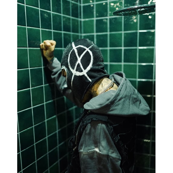 Shiny Black Anarchy Symbol Ski Mask The Perfect Blend of Style and Protection