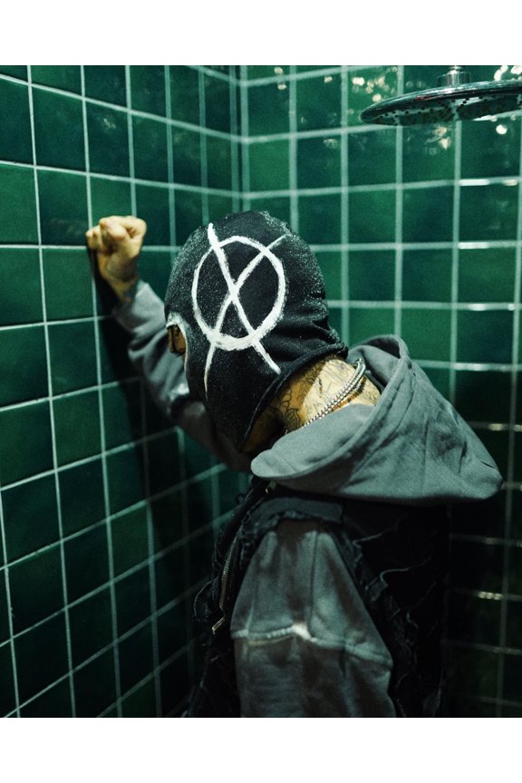 Shiny Black Anarchy Symbol Ski Mask The Perfect Blend of Style and Protection