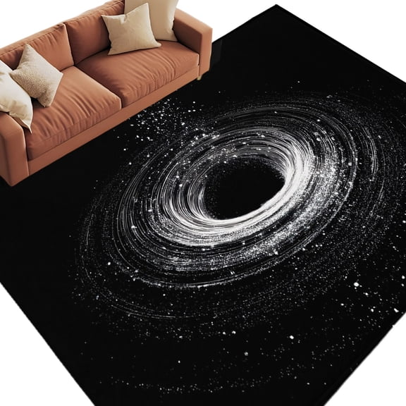 Shiny Black Starry Night Area Rug 5x8 Washable Rug Non Slip Abstract Art Cosmic Large Area Rug Soft Stainresistant Indoor Floor Carpet for Living Room Bedroom Home Office Dining Room Nursery