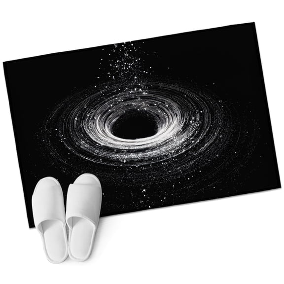 Shiny Black Starry Night Bathroom Rug Washable 2x3 Entryway Rug Non Slip Abstract Art Cosmic Front Door Mat Low Pile Indoor Doormat Throw Floor Carpet for Kitchen Bedroom Entrance