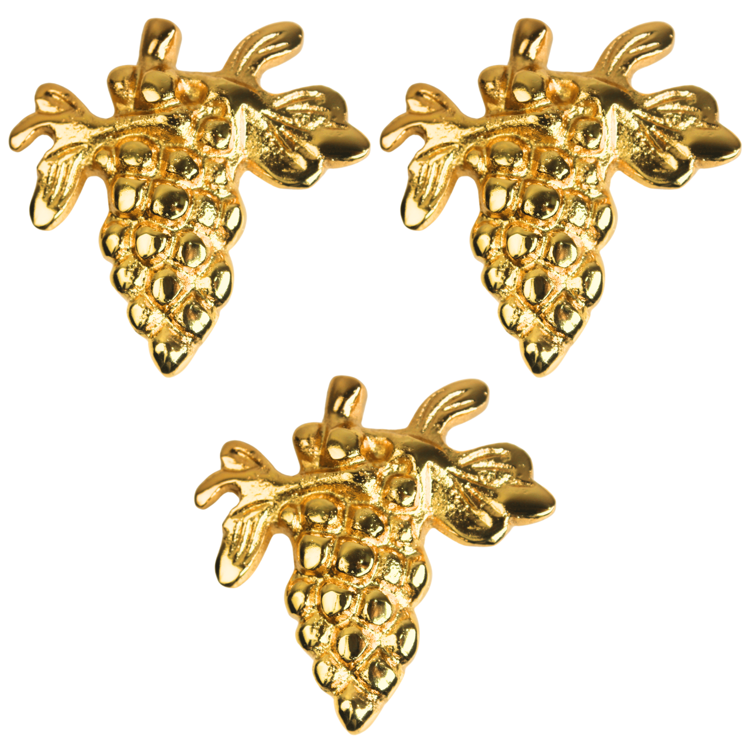 Shiny Brass Bunch of Grapes Cabinet Knob – Golden Fruit Drawer Pull for Kitchen, Bar Cabinet, Dresser & Furniture | Decorative Vintage Style Handle Home Decor (Grapes Set of 3)