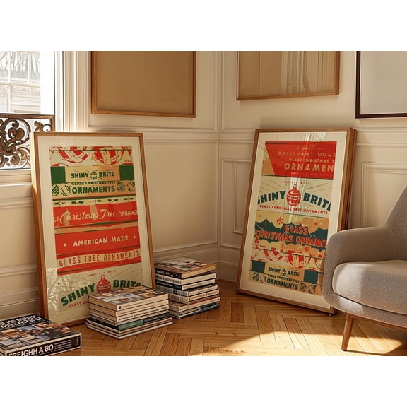 Shiny Brite Art Retro Theme Kitchen Decor Party, Set 2, Poster Only