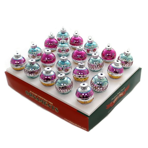 Shiny Brite Vc 20 Count Decorated Rounds Glass Vintage Celebration 4027629