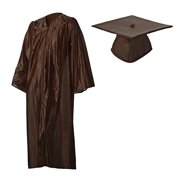 Academic Graduation Cap and Gown Shiny Brown Size 33 310-41