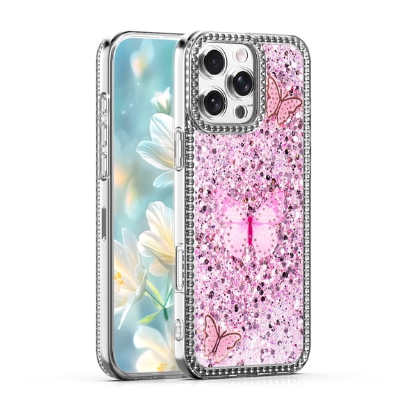 Shiny Butterfly Case for iPhone 17 Pro Max - Pink