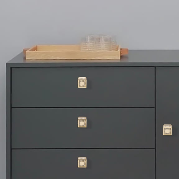 Shiny Cabinet Knob, 4-Pcs Gold Square, Durable Acrylic & ABS with Brass Core for High Stability, for Home, Office, Bookcases