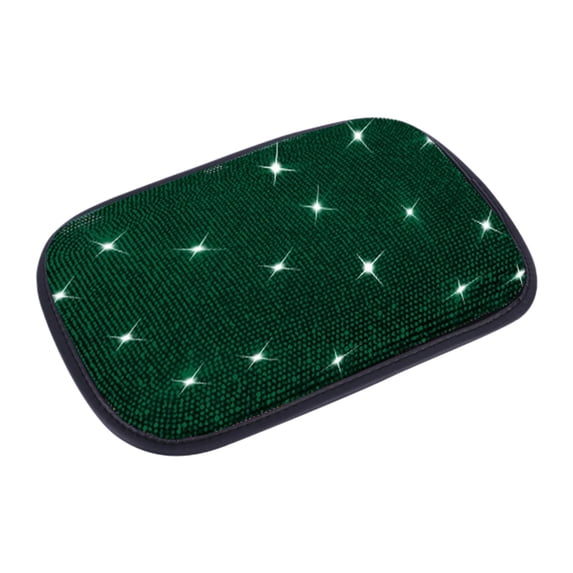 Shiny Car Center Console Cover, Crystal Diamond Elbow Pillow Car Armrest Seat Box Cover, Soft Arm Rest Protective Cushion Pad, Auto Interior Decor (Green)