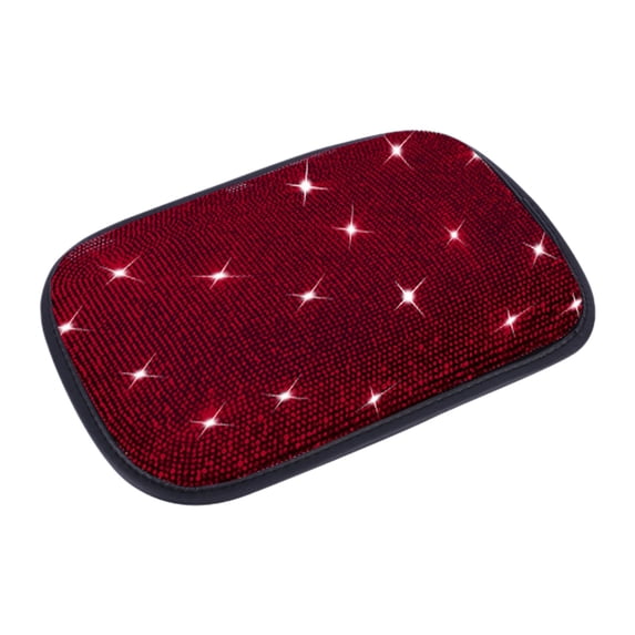 Shiny Car Center Console Cover, Crystal Diamond Elbow Pillow Car Armrest Seat Box Cover, Soft Arm Rest Protective Cushion Pad, Auto Interior Decor (Red)