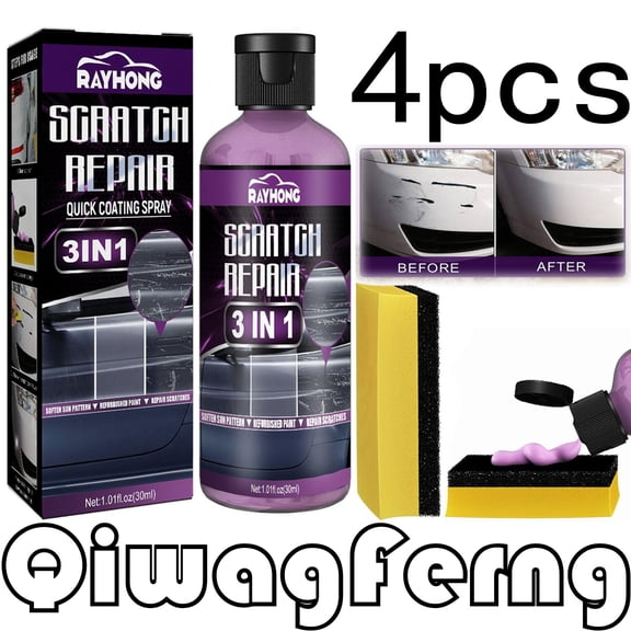 Shiny Car Stuff Paint Restorer,Car Paint Restorer,Car Scuff Remover,Shiny Car Paint Restorer,Ultimate Paint Restorer,Car Paint Scratch Remover(4pcs+4 Brush 30ml/1fl.oz)from QiwagFerng