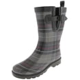 thumbnail image 1 of Shiny Classic check Printed Mid Calf Rubber Women Rain Boot, 1 of 3