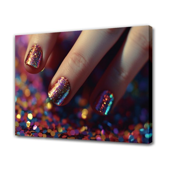 Shiny Colored Nail Polish On The Fingernails Canvas Poster Bedroom Decor Sports Landscape Office Room Decor Gift,Frame-style,20x30inch(50x75cm)