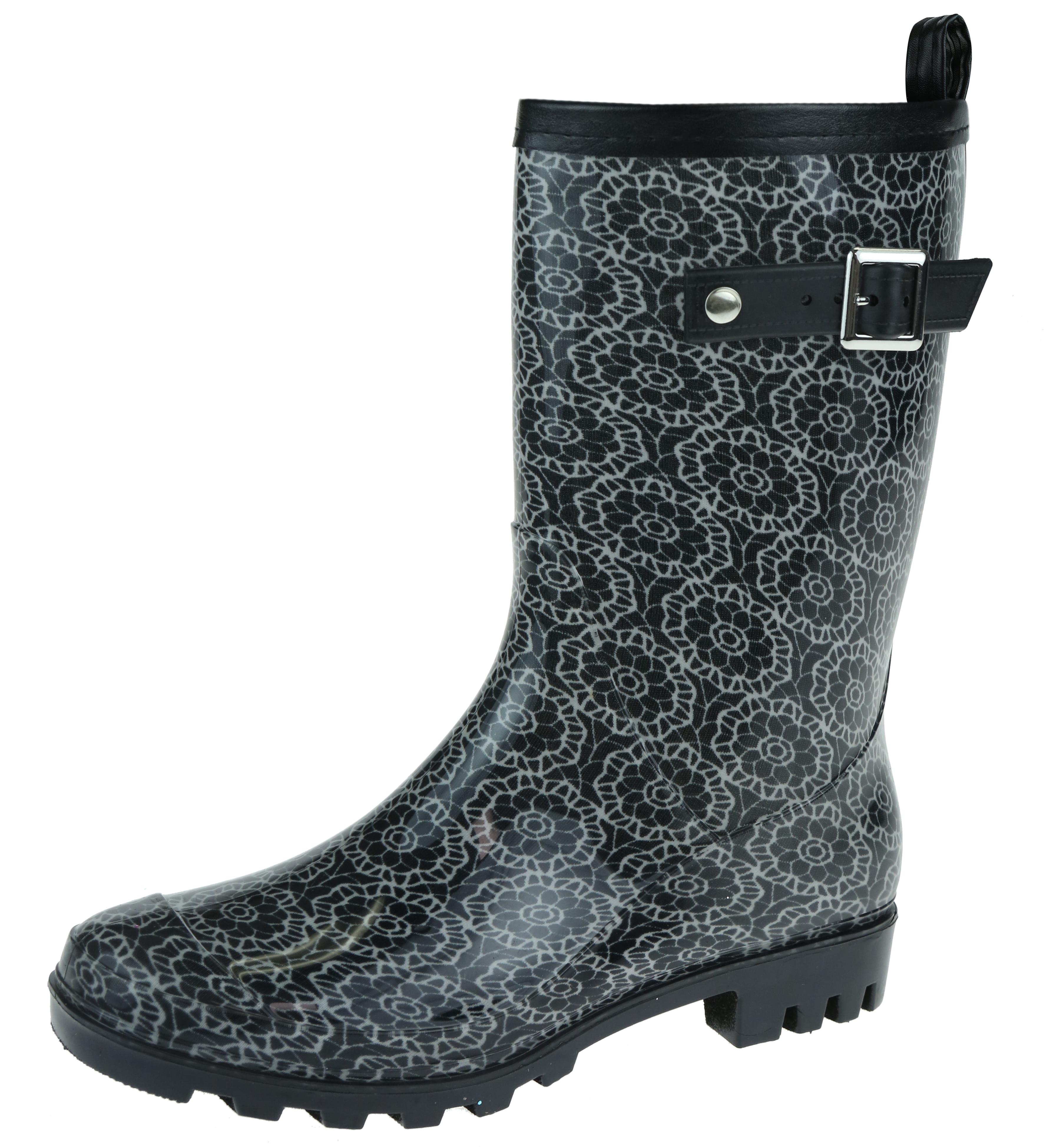 Shiny Crochet Lace Jelly Mid Calf Women rain Boot