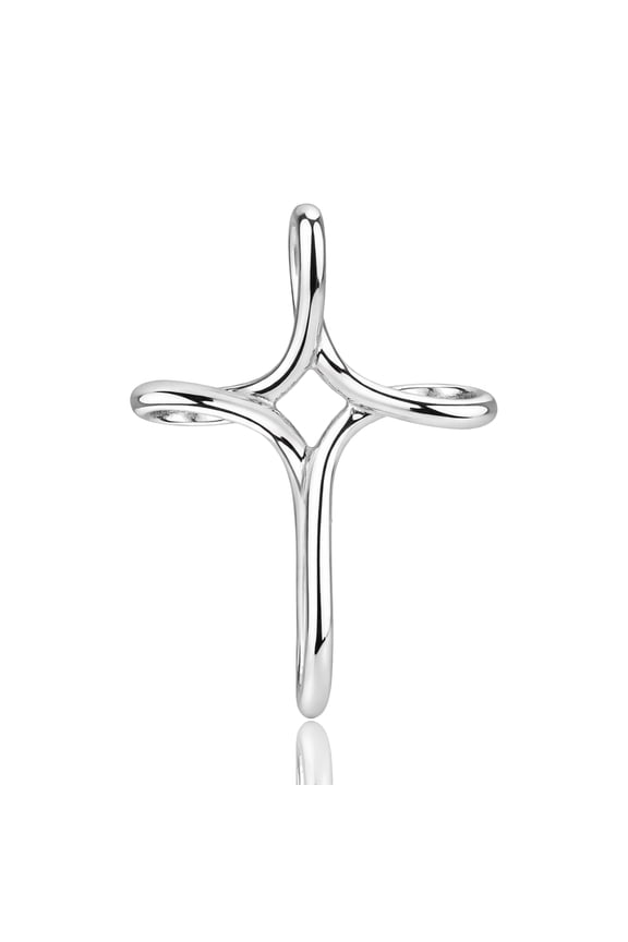 Shiny Cross Infinity Loop .925 Silver Slide Pendant