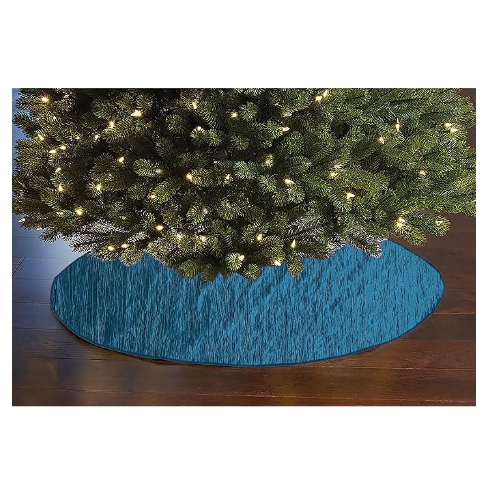Shiny Crushed Taffeta Tree Skirt 54 Inch Teal - Christmas Holiday Tree ...