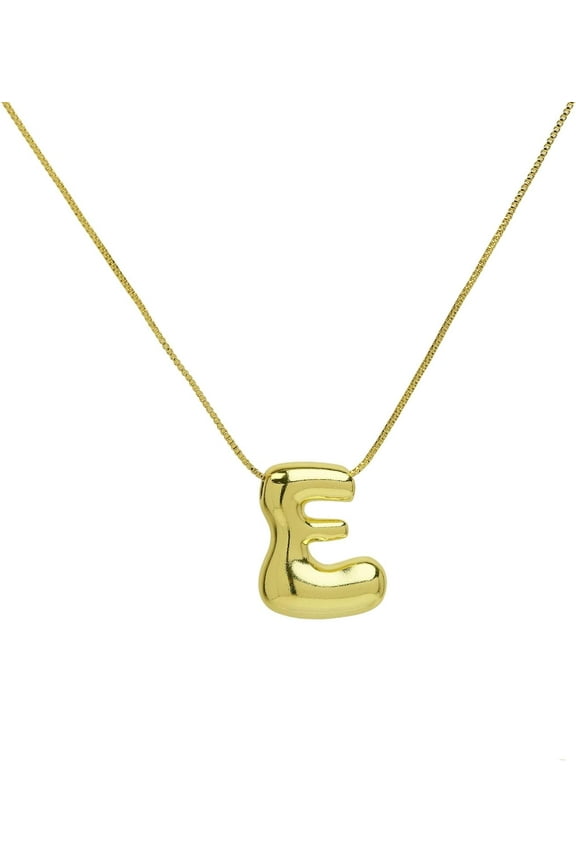 Shiny Cubic Zirconia Bubble Alphabet 26 A-Z,Puffy Name,Letter Necklace,Personalized Monogram Necklace,Balloon Initial Necklace Gifts For Women 18K Gold Plated Jewelry.[o4481]