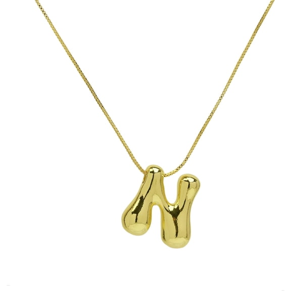 Shiny Cubic Zirconia Bubble Alphabet 26 A-Z,Puffy Name,Letter Necklace,Personalized Monogram Necklace,Balloon Initial Necklace Gifts For Women 18K Gold Plated Jewelry.[o4480]