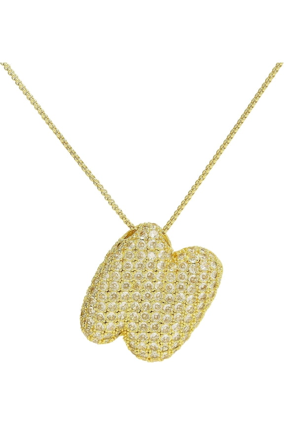 Shiny Cubic Zirconia Bubble Alphabet 26 A-Z,Puffy Name,Letter Necklace,Personalized Monogram Necklace,Balloon Initial Necklace Gifts For Women 18K Gold Plated Jewelry.[o4558]