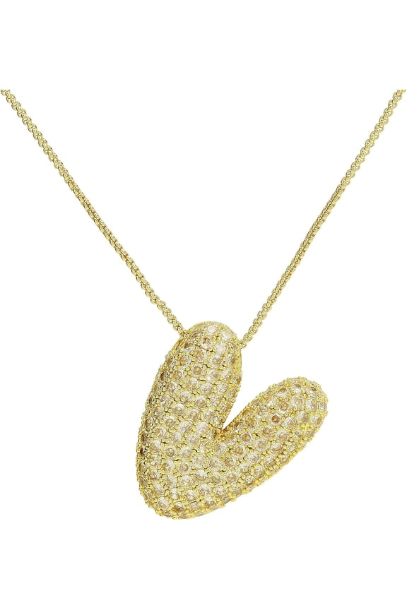 Shiny Cubic Zirconia Bubble Alphabet 26 A-Z,Puffy Name,Letter Necklace,Personalized Monogram Necklace,Balloon Initial Necklace Gifts For Women 18K Gold Plated Jewelry.[o4564]