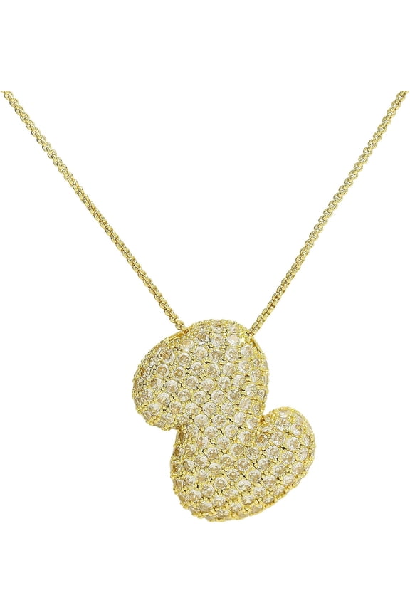 Shiny Cubic Zirconia Bubble Alphabet 26 A-Z,Puffy Name,Letter Necklace,Personalized Monogram Necklace,Balloon Initial Necklace Gifts For Women 18K Gold Plated Jewelry.[o4571]